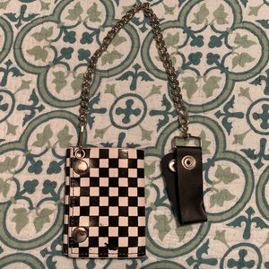 White Checkerboard chain wallet